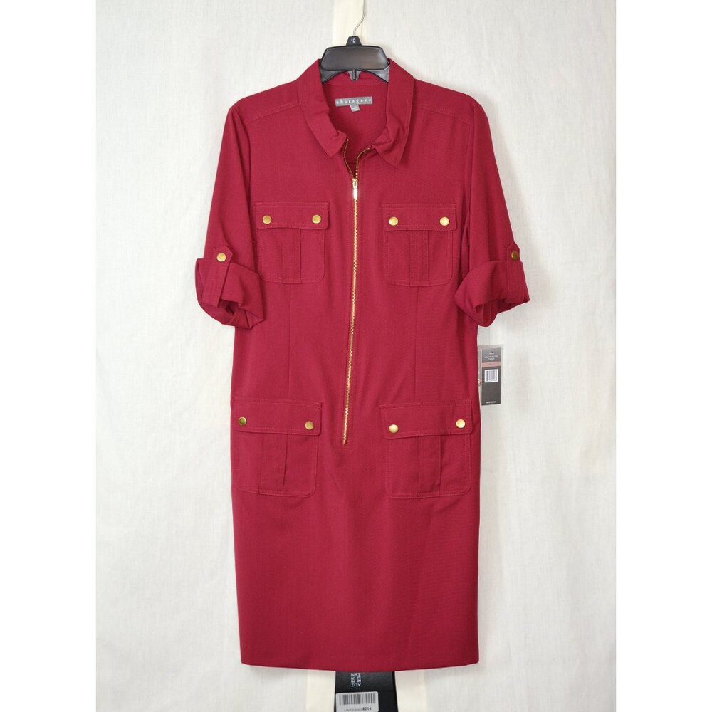 Sharagano Cargo-Pocket Belted Shirt Dress